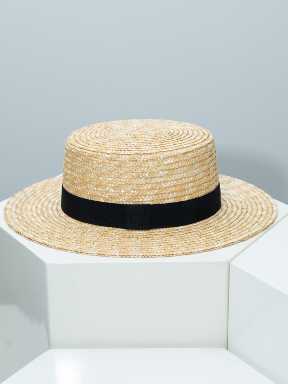 Straw Boater Hat with Ribbon